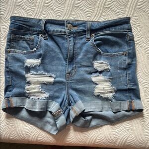 Aeropostale Blue Jean Shorts Distressed Cut-Off